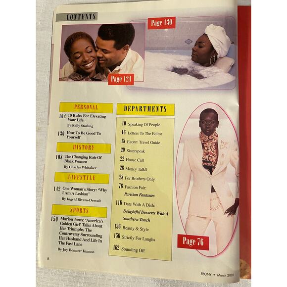 Ebony Magazine, March 2001. Annual Women's Issue, Marion Jones interview, EUC - Picture 5 of 16